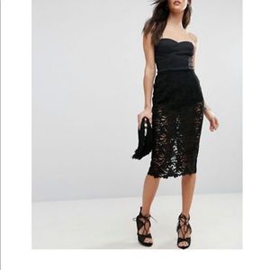 ASOS Lace Cup Scuba Midi Pencil dress.